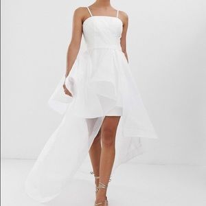 Bariano bridal bandeau organza high low dress